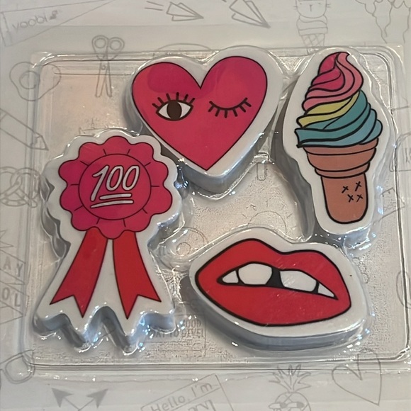 ❤️🍦💋Yoobi Heart, Lips, Award and Ice Cream Kids Eraser Set - Picture 4 of 4